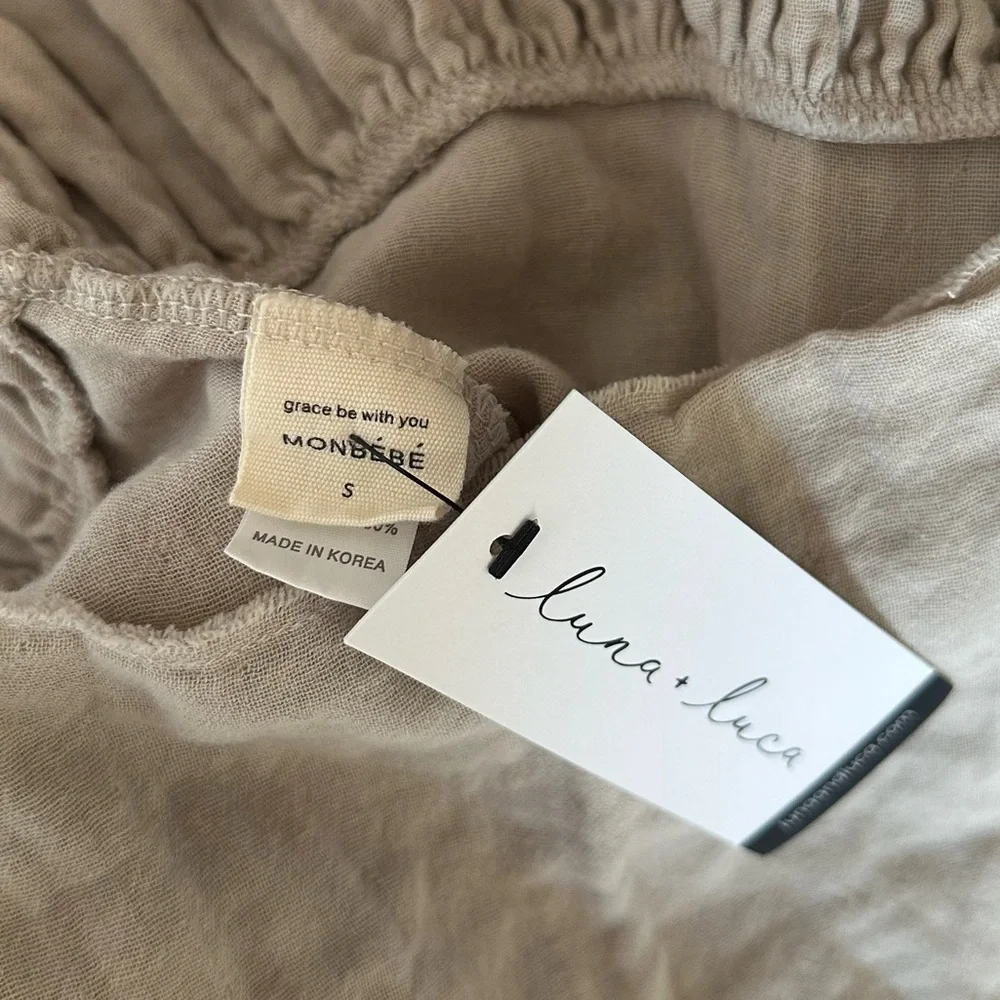 NWT Monbebe Gauzy Cotton Boho Neutral Can Can Wear 2 Ways Skirt Dress in Gray S